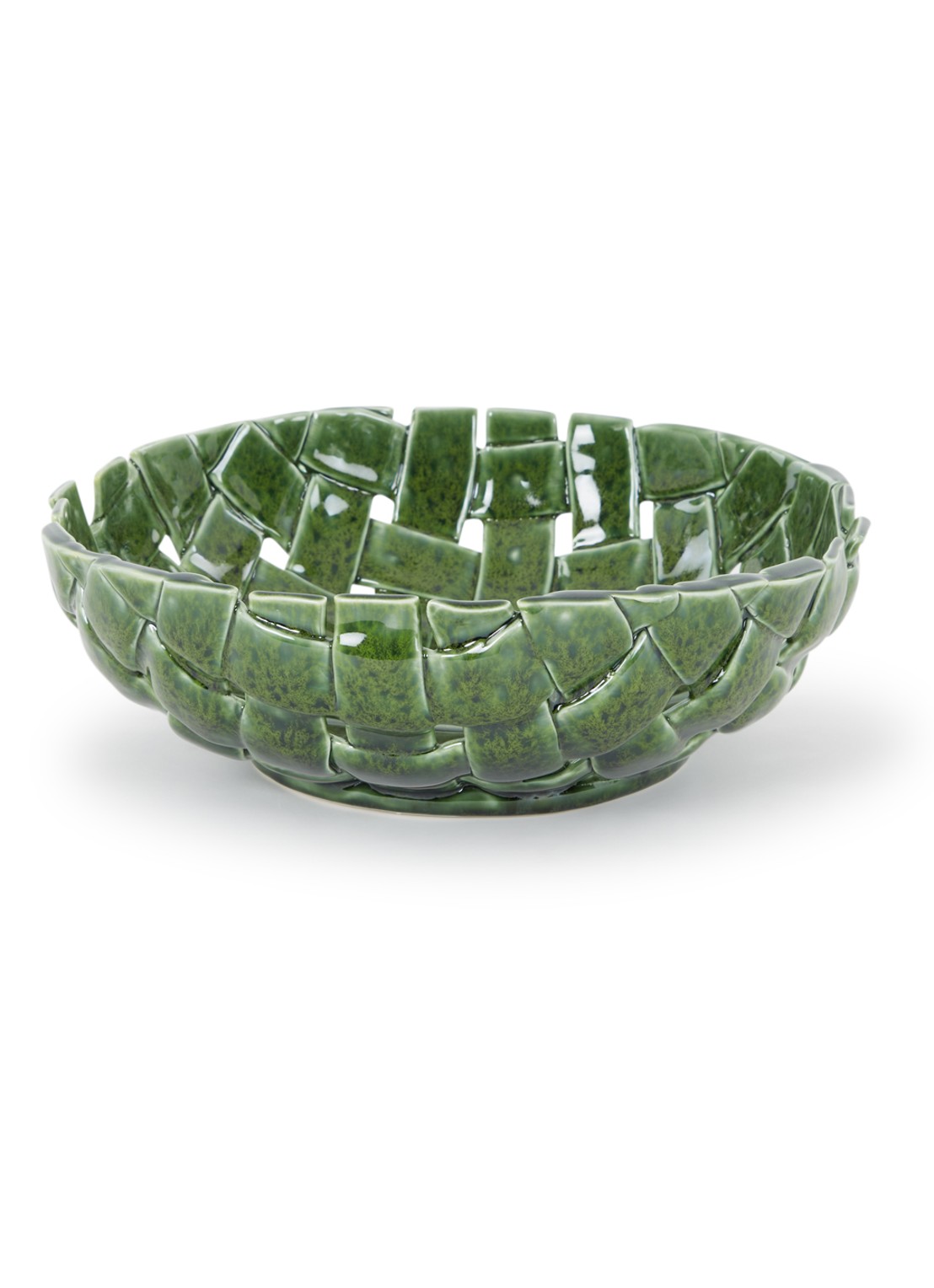 ferm LIVING Plait schaal 30 cm - voorkant donkergroen