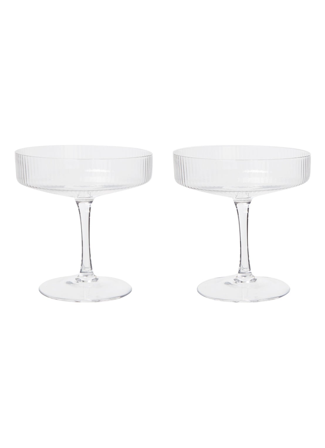 ferm LIVING Ripple champagneglas set van 2 - voorkant transparant