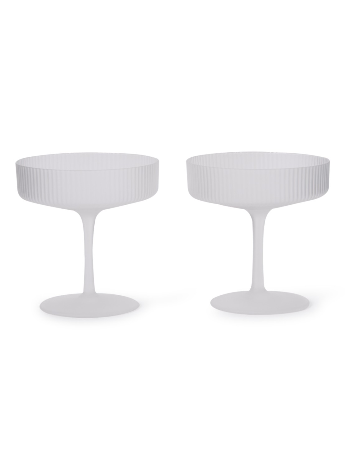 ferm LIVING Ripple champagneglas set van 2 - voorkant wit