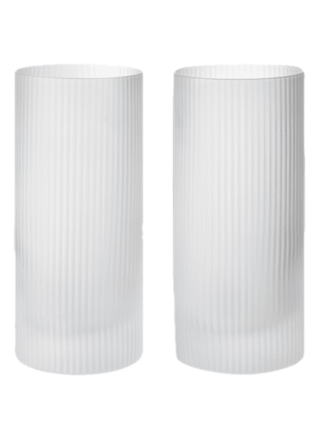 ferm LIVING Ripple Highball drinkglas 38 cl set van 2 - voorkant transparant