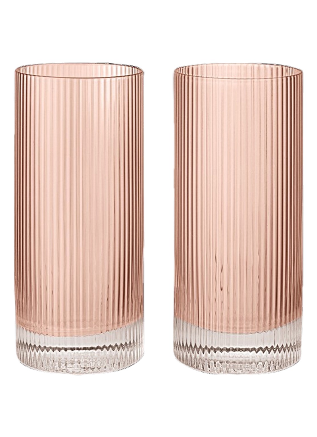 ferm LIVING Ripple longdrinkglas set van 2 - voorkant lichtroze