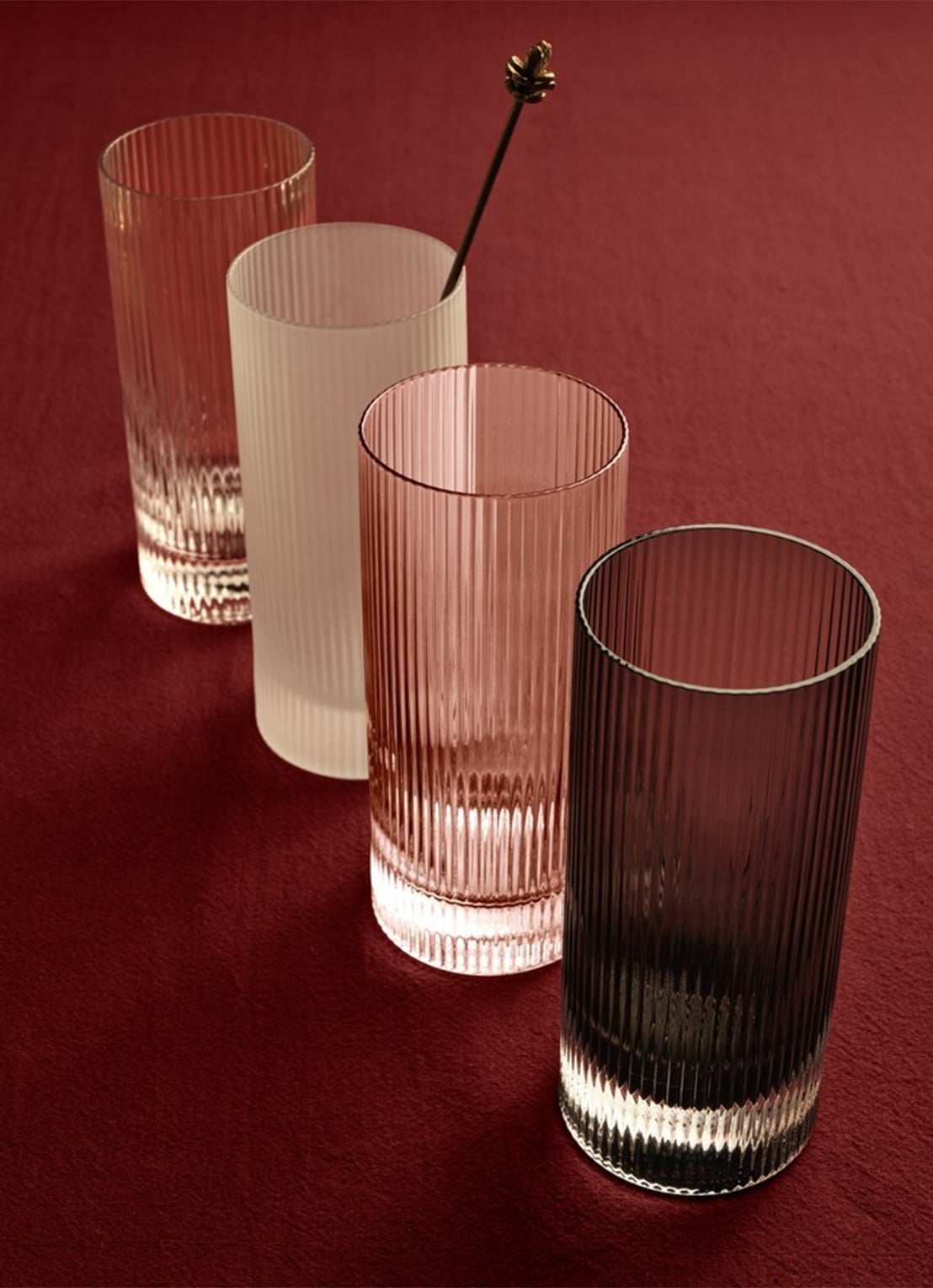 ferm LIVING Ripple longdrinkglas set van 2 - achterkant 3 transparant
