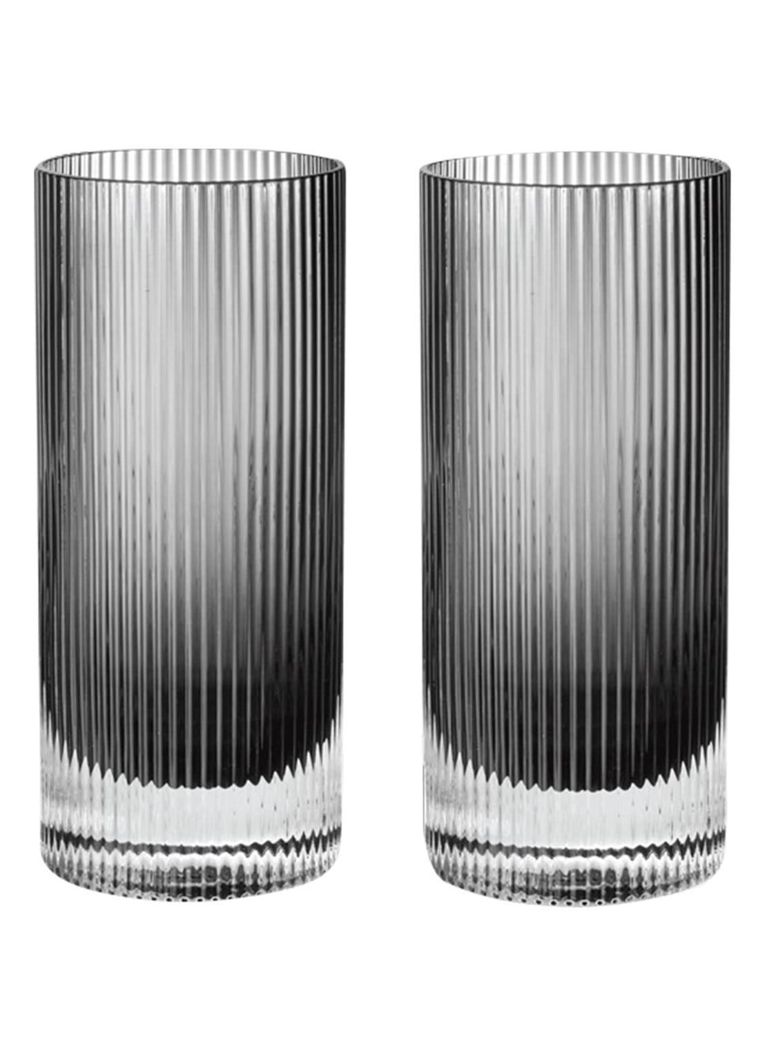 ferm LIVING Ripple longdrinkglas set van 2 - voorkant 2 grijs
