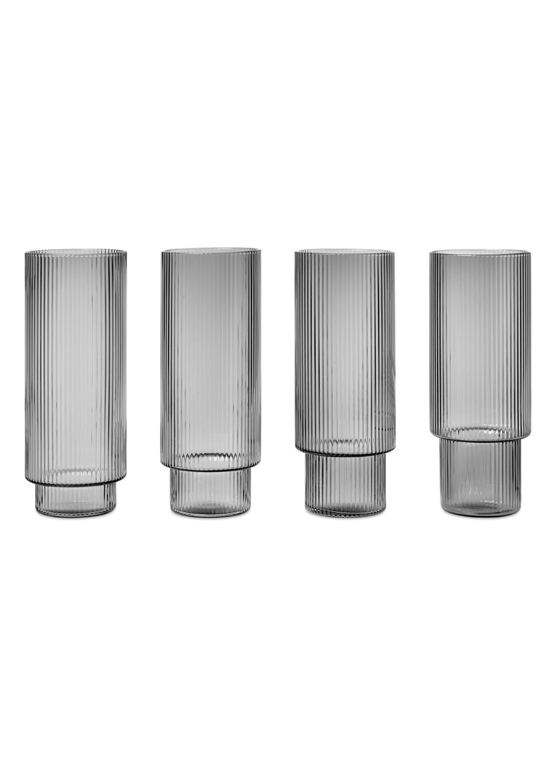 ferm LIVING Ripple longdrinkglazen set van 4 - voorkant lichtgrijs