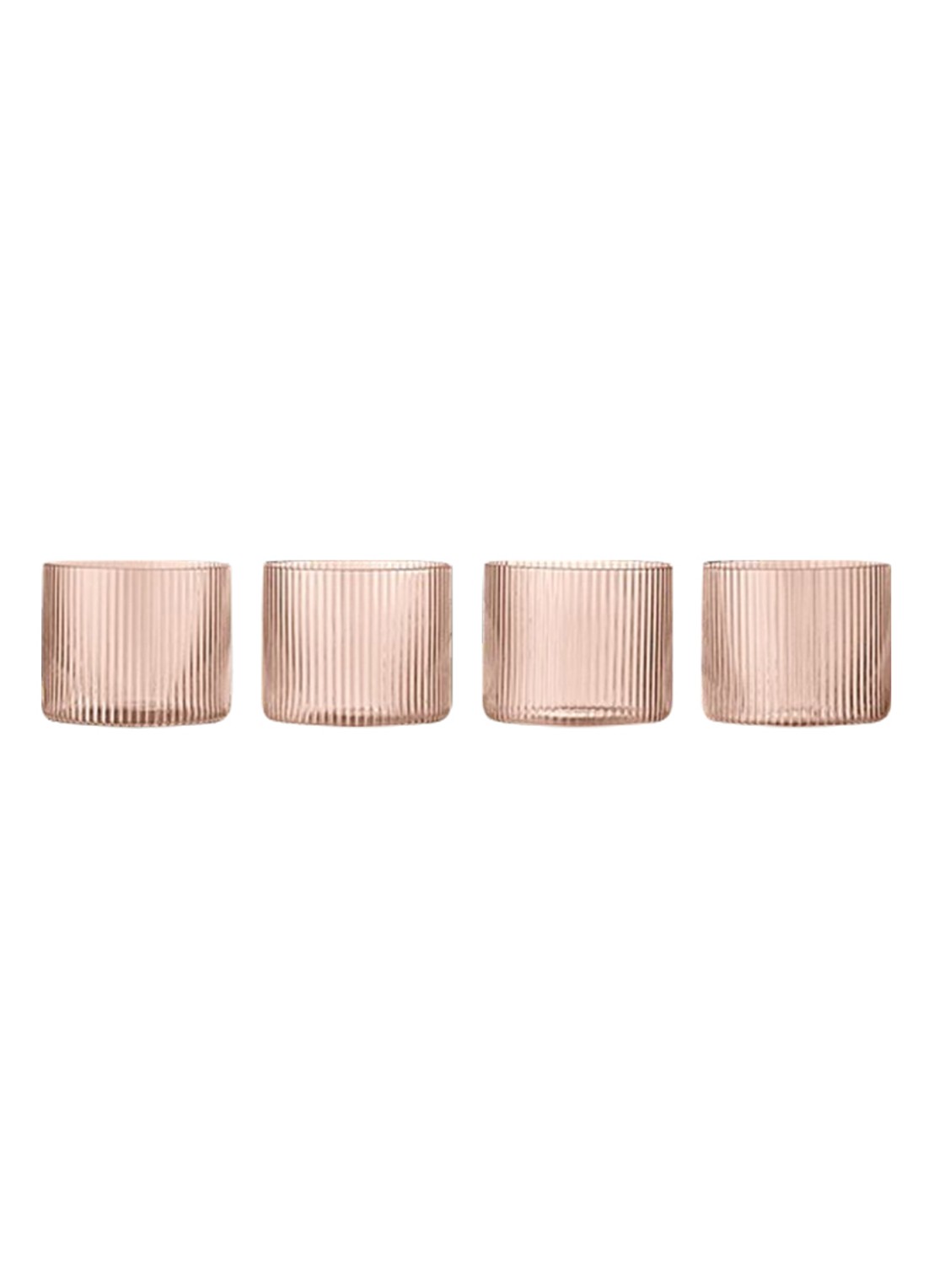 ferm LIVING Ripple Low drinkglas set van 4 - voorkant lichtroze