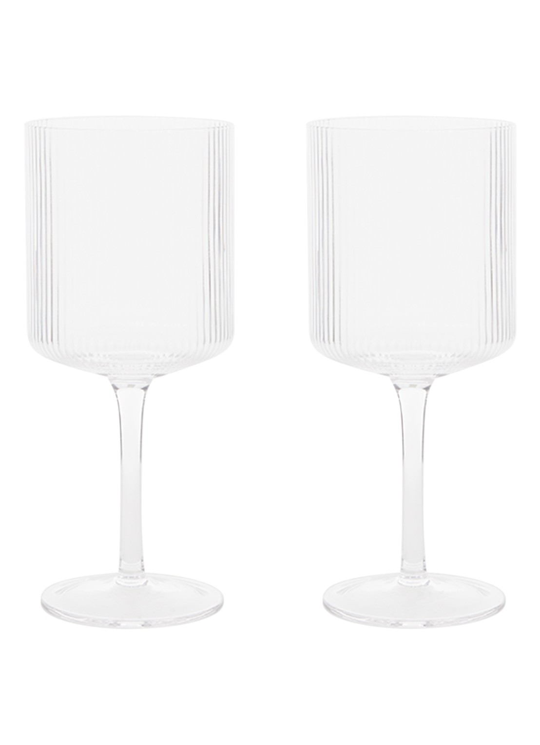 ferm LIVING Ripple rode wijnglas 32,5 cl set van 2 - voorkant 2 transparant