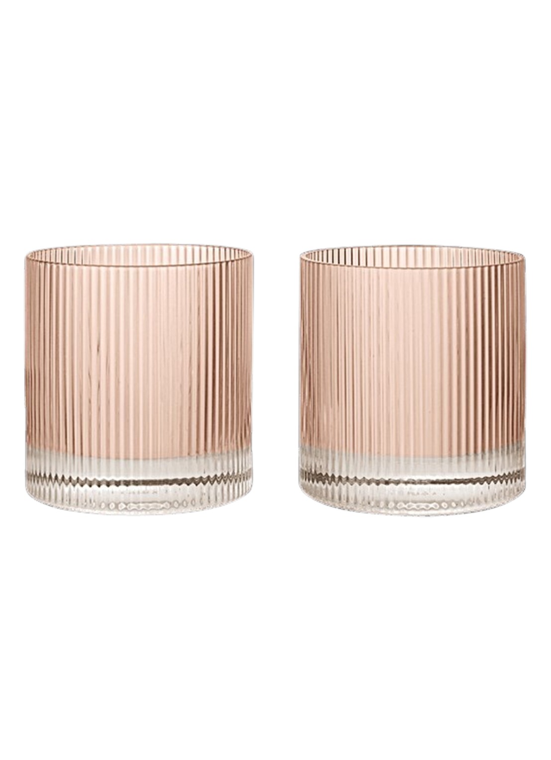 ferm LIVING Ripple Tumbler drinkglas set van 2 - voorkant lichtroze