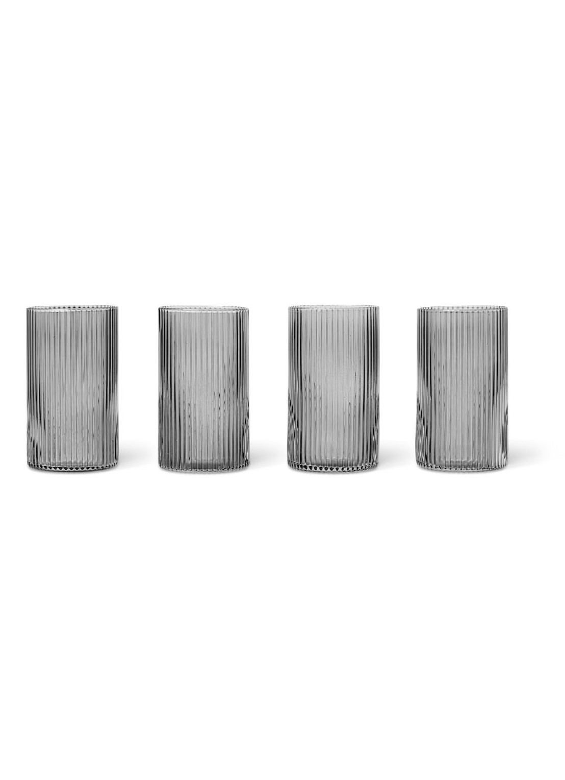 ferm LIVING Ripple Verrines drinkglas set van 4 - voorkant lichtgrijs
