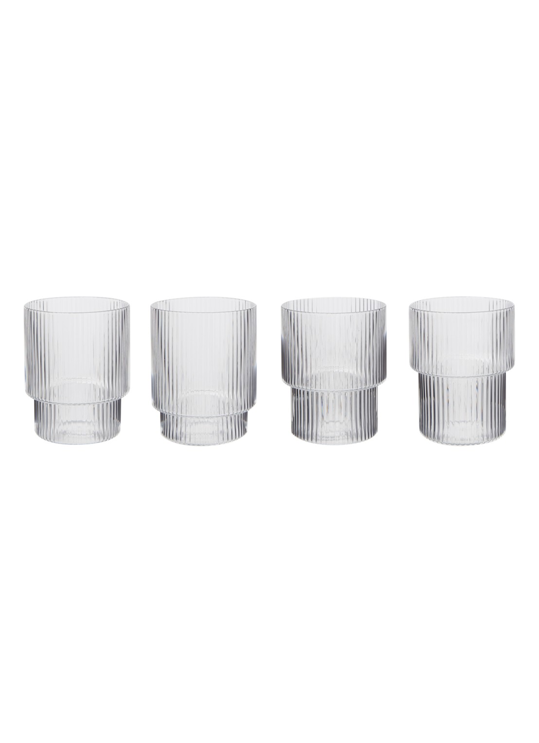 ferm LIVING Ripple waterglas set van 4 - voorkant 2 transparant