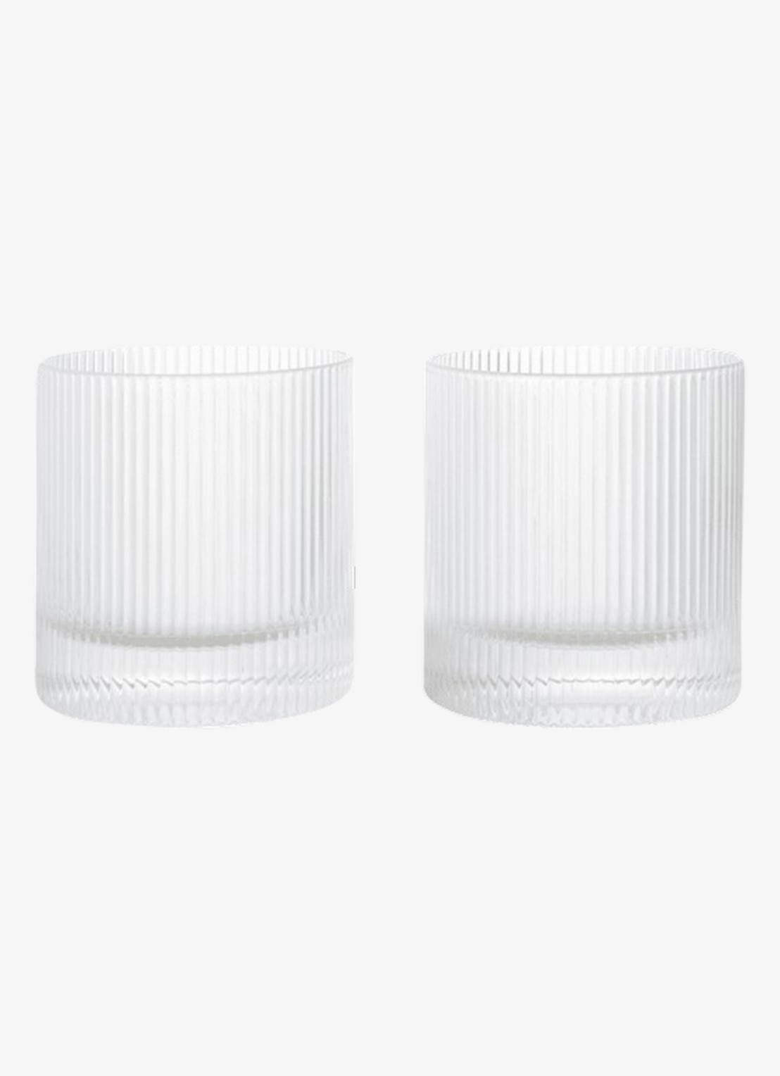 ferm LIVING Ripple whiskyglas 25 cl set van 2 - voorkant transparant