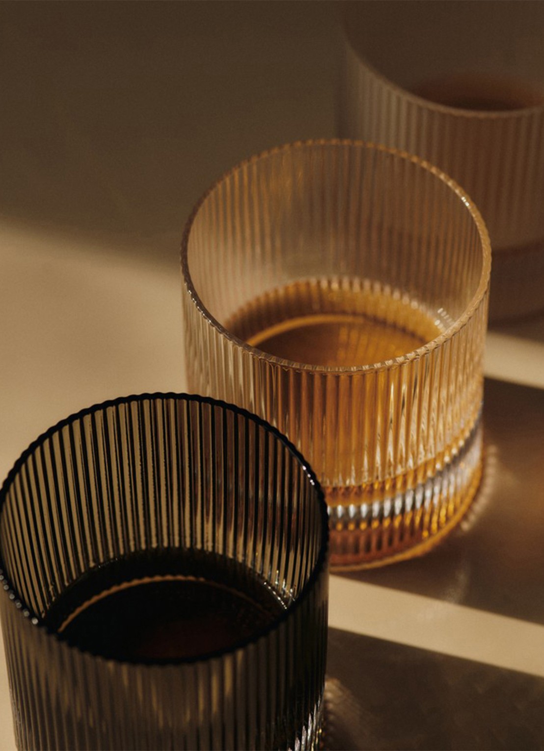 ferm LIVING Ripple whiskyglas 25 cl set van 2 - voorkant 2 transparant