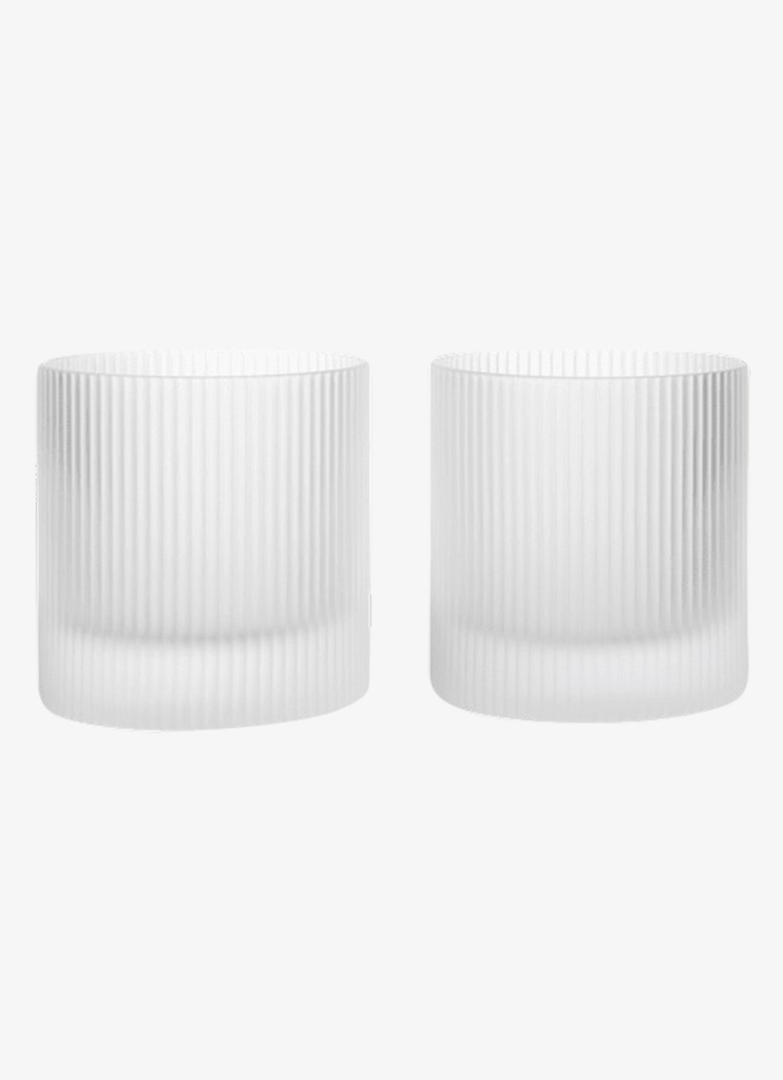 ferm LIVING Ripple whiskyglas 25 cl set van 2 - voorkant wit