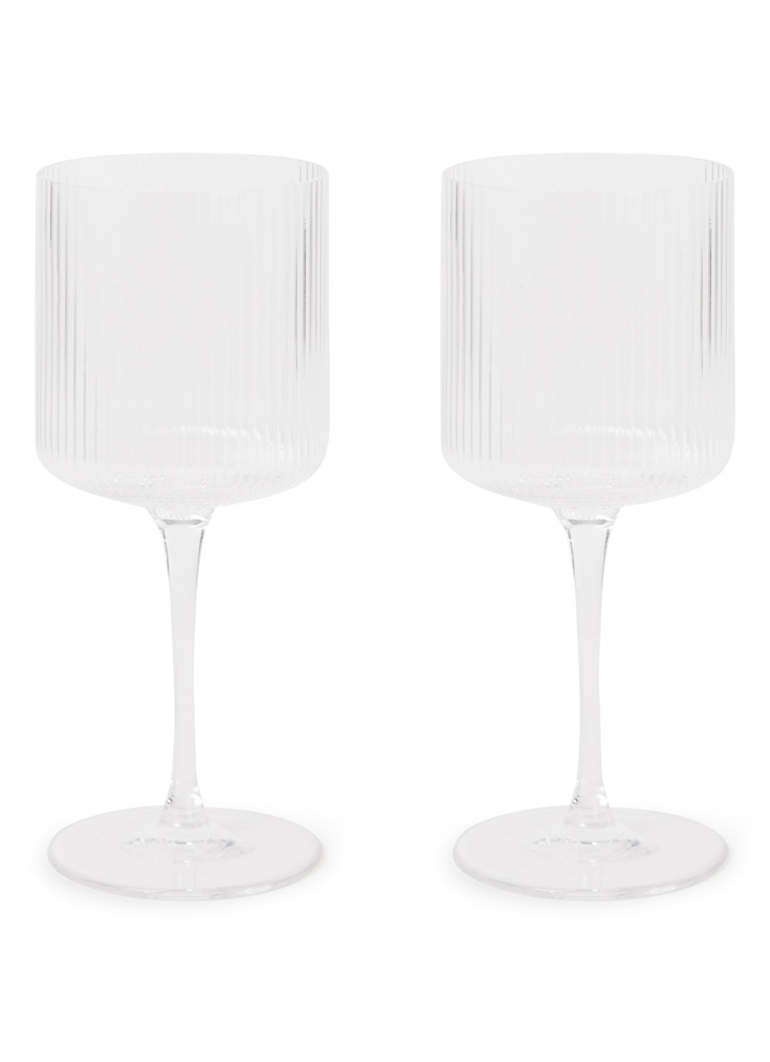ferm LIVING Ripple witte wijnglas 26 cl set van 2 - voorkant 2 transparant