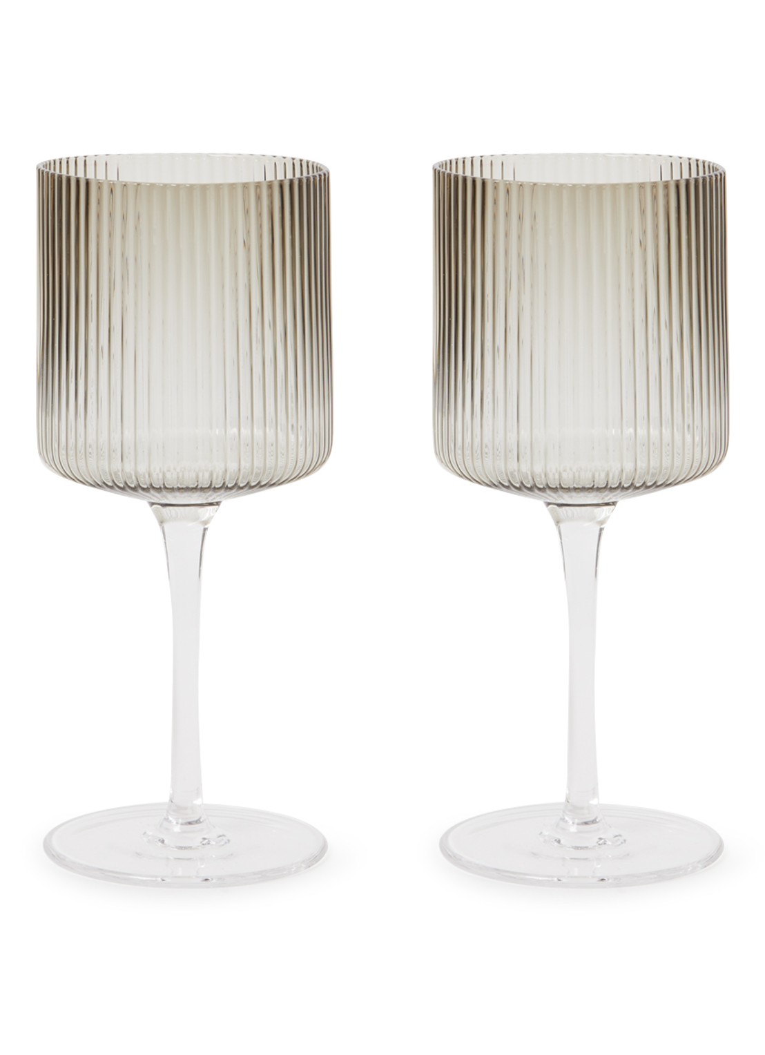 ferm LIVING Ripple witte wijnglas 26 cl set van 2 - voorkant grijs
