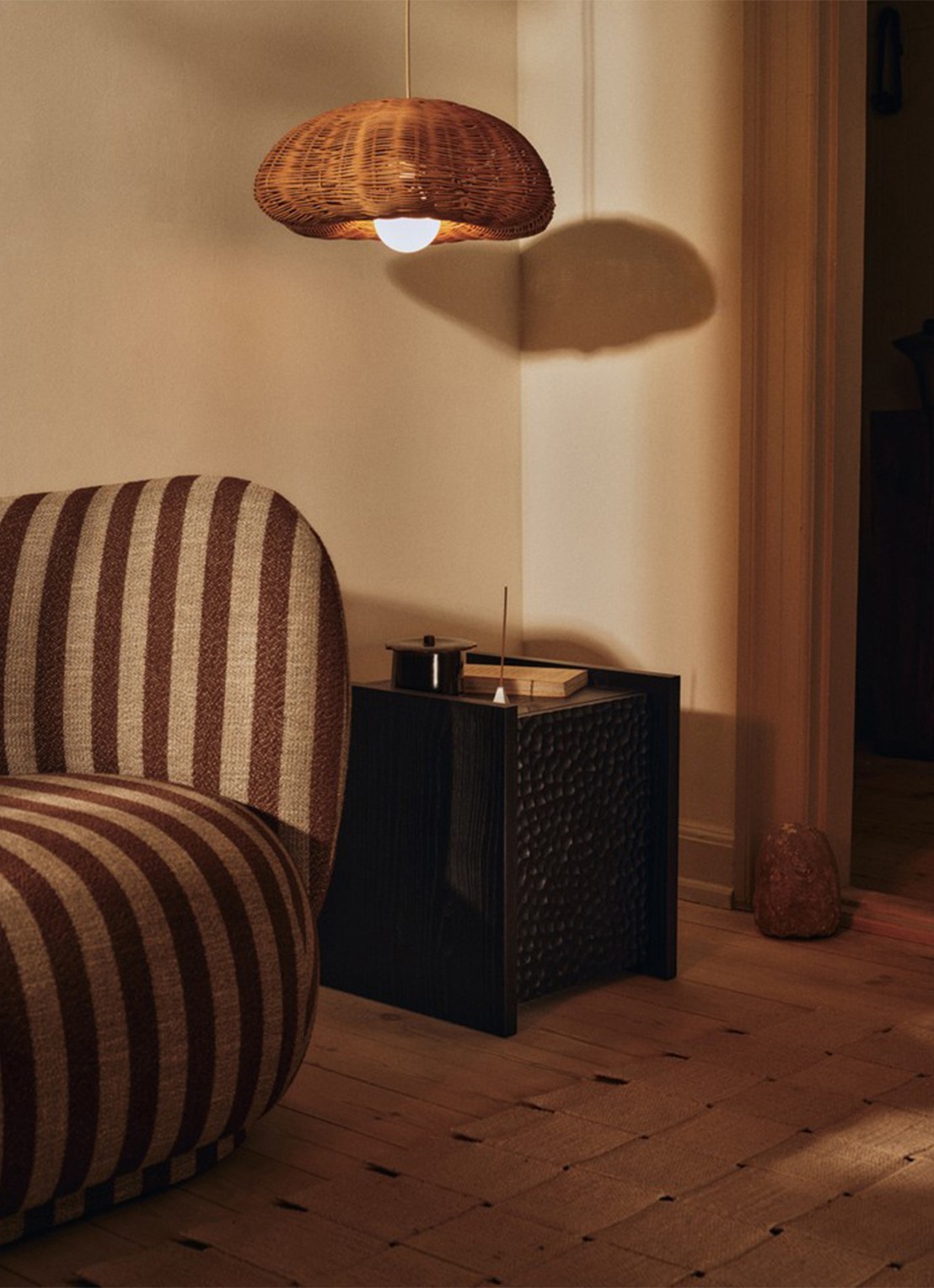 ferm LIVING Rivan lampenkap Ø45 cm - voorkant 2 naturel