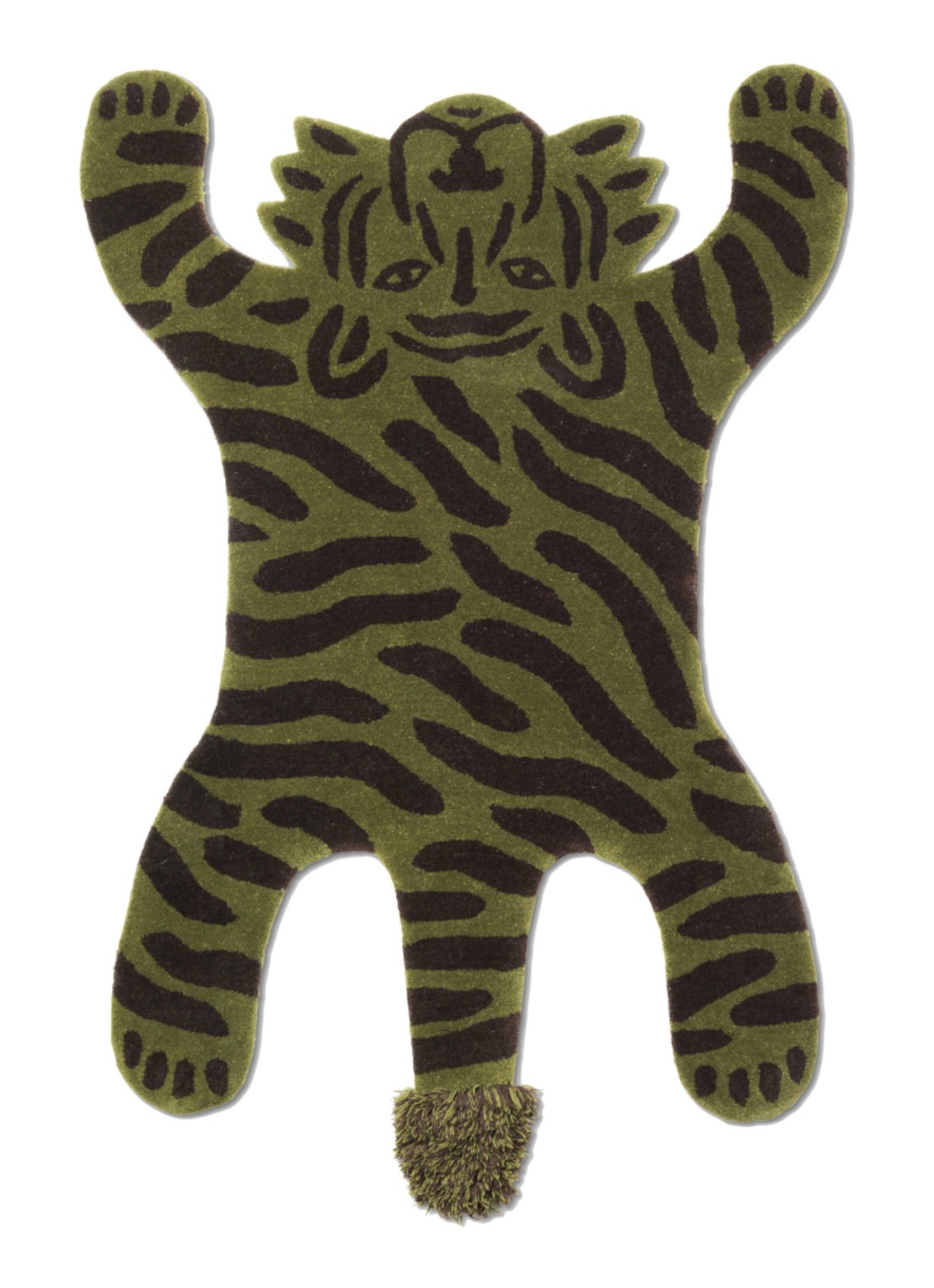 ferm LIVING Safari tiger vloerkleed - voorkant groen