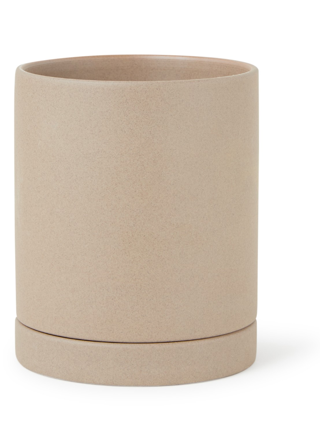 ferm LIVING Sekki Medium bloempot van keramiek voor binnen - 15,5 cm  - voorkant zand