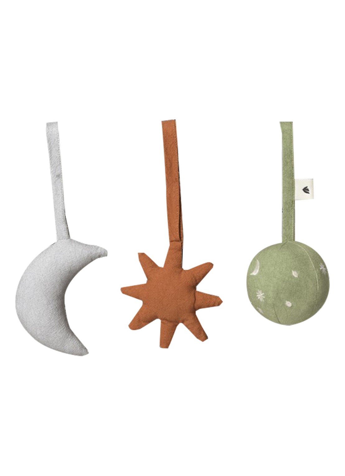 ferm LIVING Skye babyspeelgoed set van 3 - voorkant lindegroen