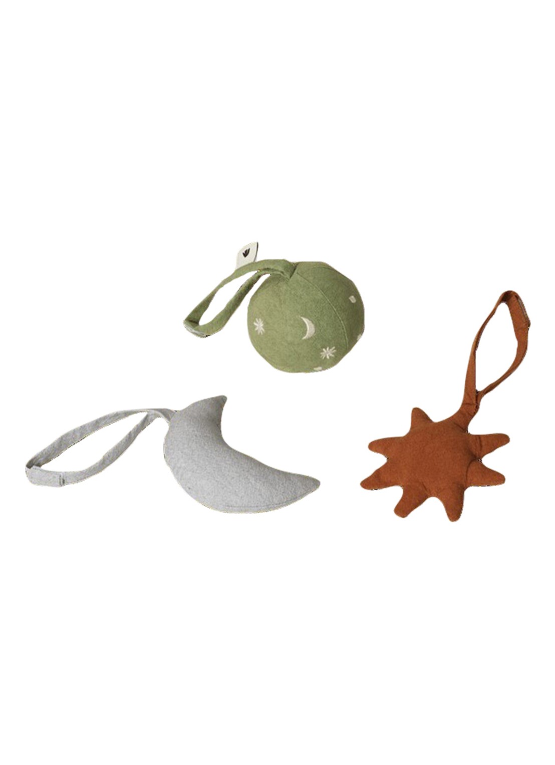 ferm LIVING Skye babyspeelgoed set van 3 - voorkant 2 lindegroen