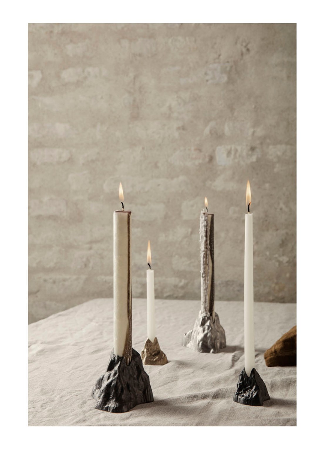 ferm LIVING Stone L kandelaar 7 cm - voorkant 2 zilver