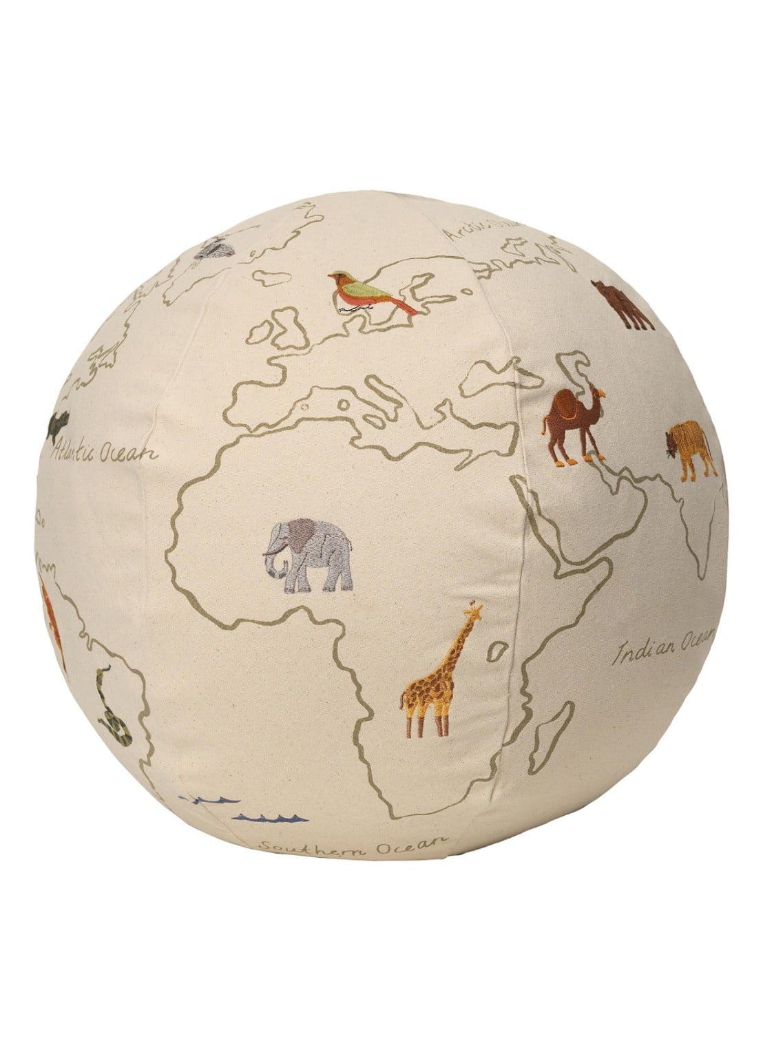 ferm LIVING The World poef 50 x 50 cm - voorkant 2 donkerbeige
