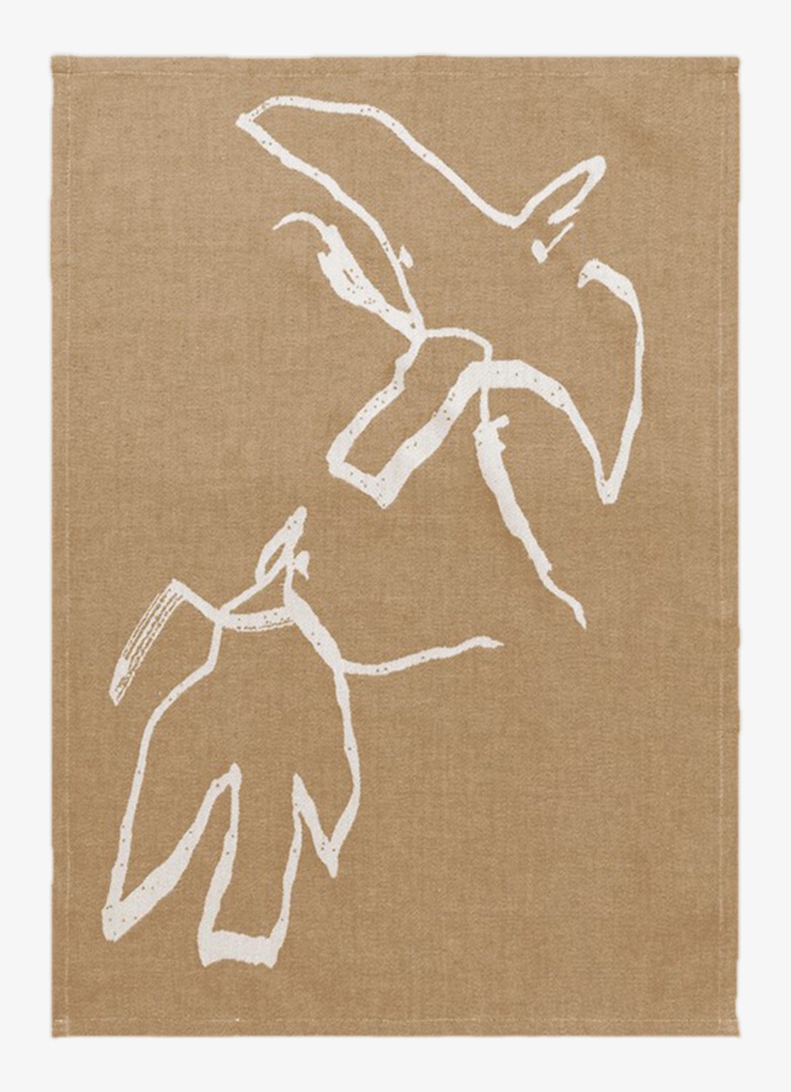 ferm LIVING Vuelo theedoek van  katoen 50 x 70 cm - voorkant 2 camel
