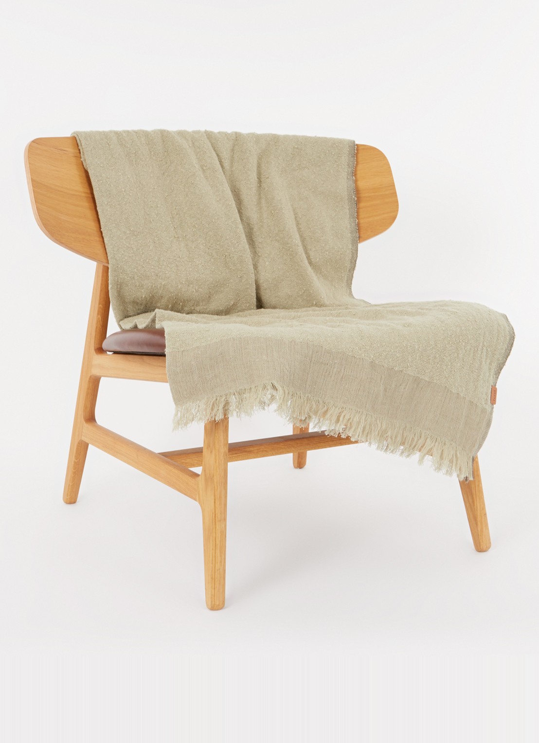 ferm LIVING Weaver plaid in wolblend 120 x 170 cm - voorkant 3 olijfgroen