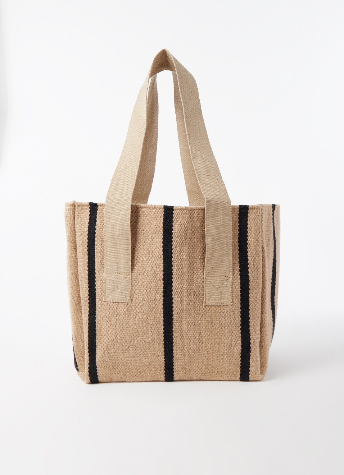 ferm LIVING Yard Picnic Bag shopper met streepprint - voorkant 2 beige