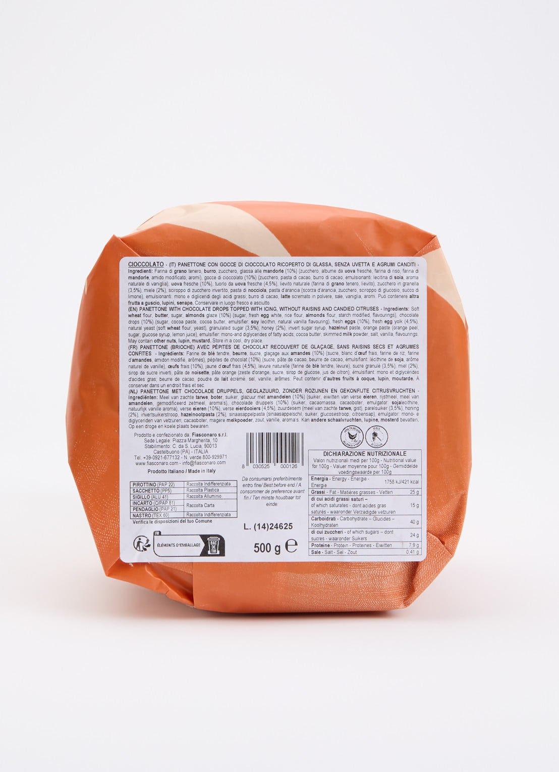Fiasconaro Cioccolato panettone met chocolade druppels 500 gram - voorkant 2 undefined
