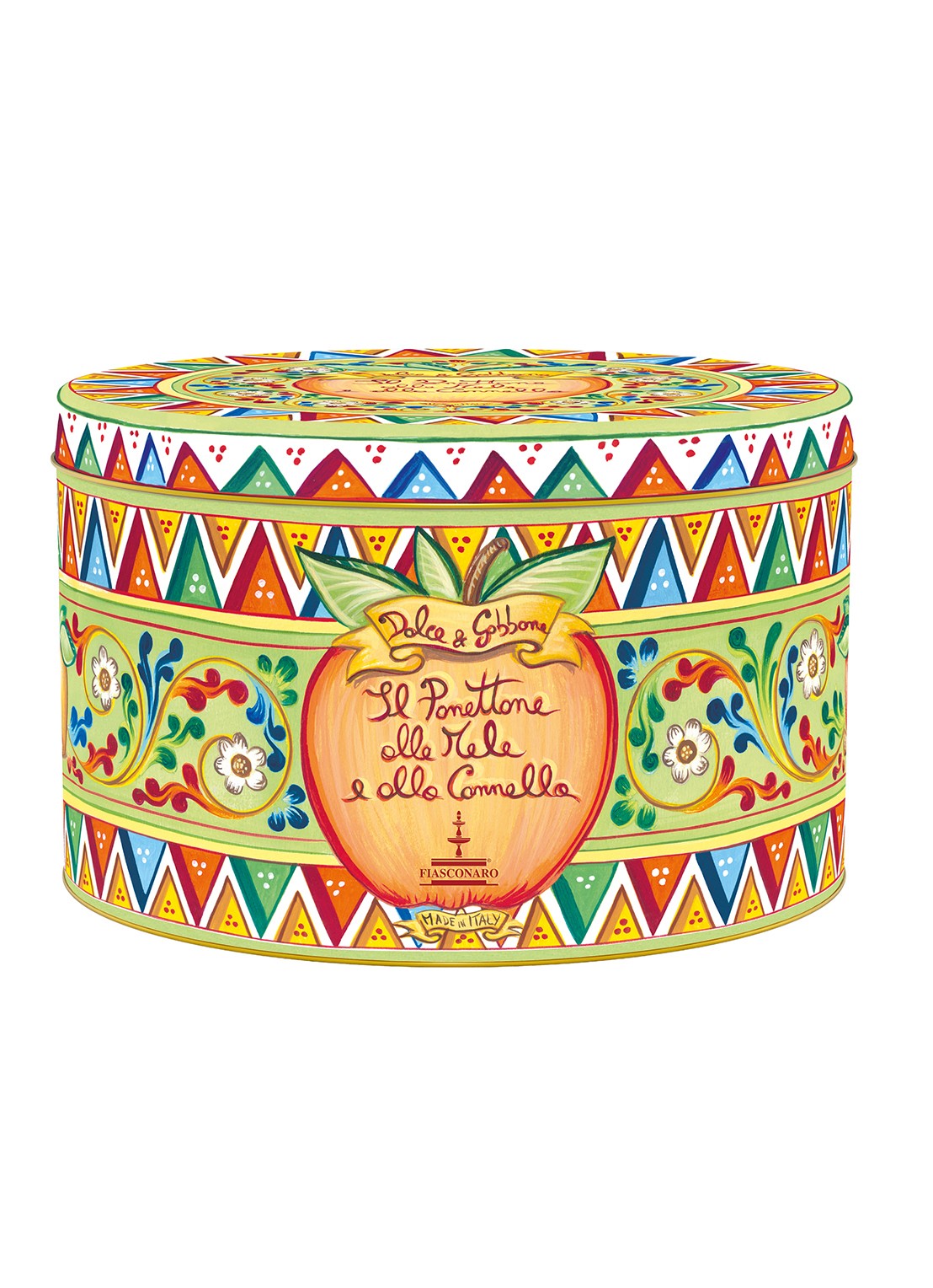 Fiasconaro Panettone met gekonfijte appel en kaneel in bewaarblik 1 kg - voorkant 2 undefined
