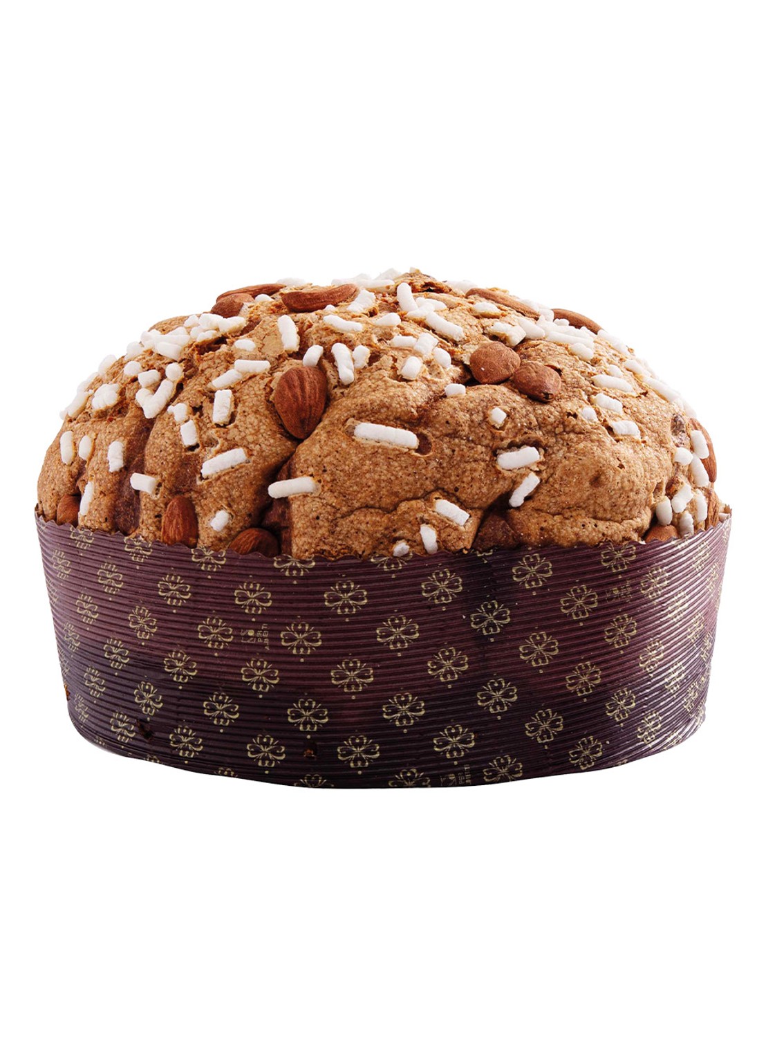 Fiasconaro Panettone met glazuur en amandelen 750 gram - voorkant 3 beige