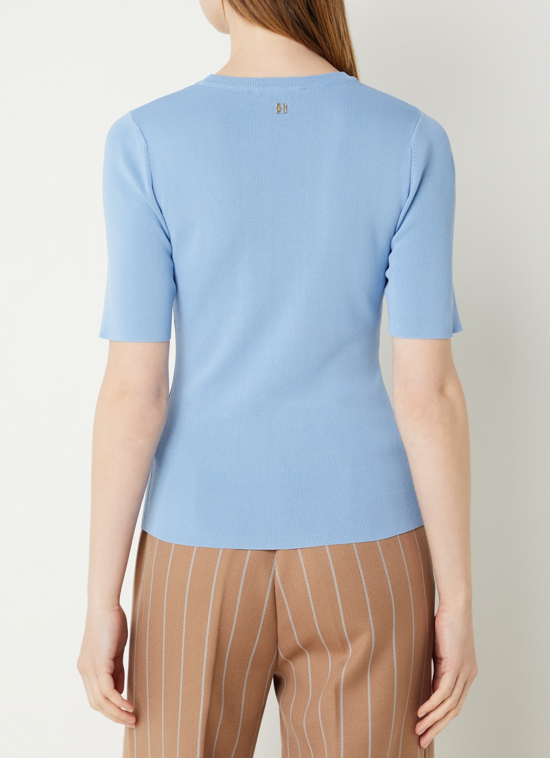 Fifth House Alya fijngebreide top - achterkant 2 blauw