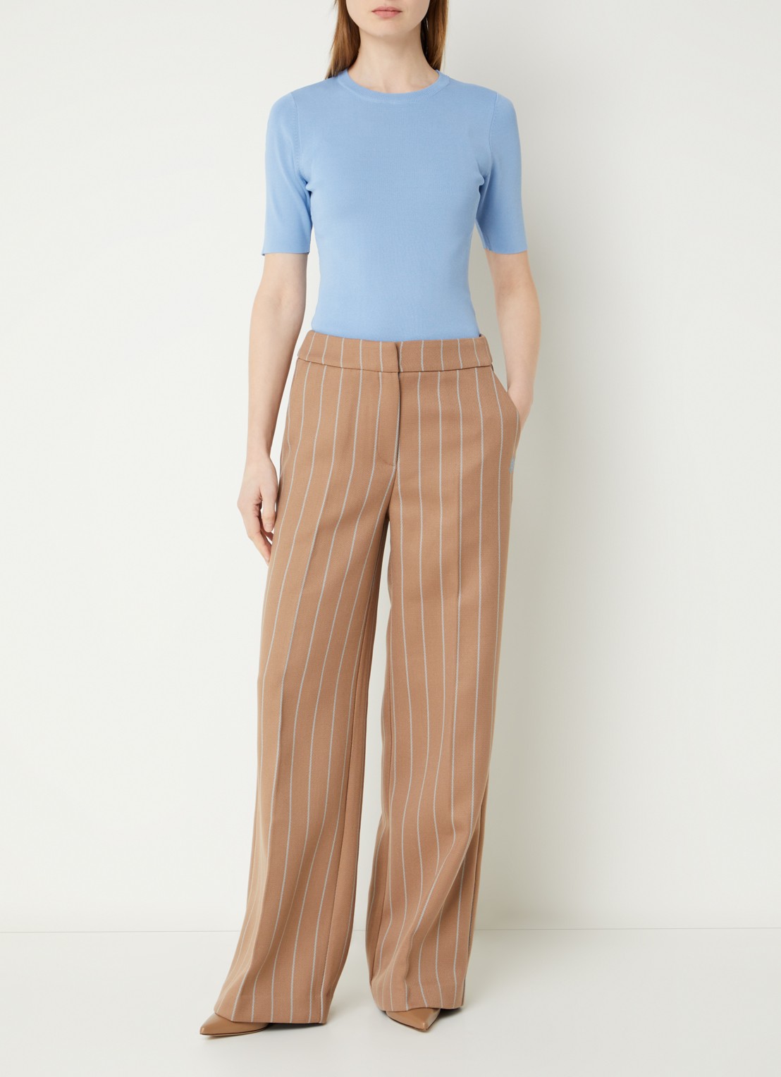 Fifth House Alya fijngebreide top - voorkant 4 blauw