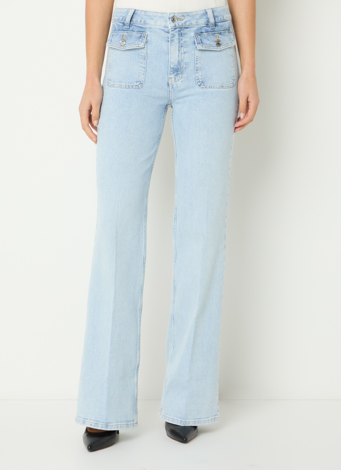 Fifth House Bella high waist straight leg jeans met lichte wassing - detail 3 indigo