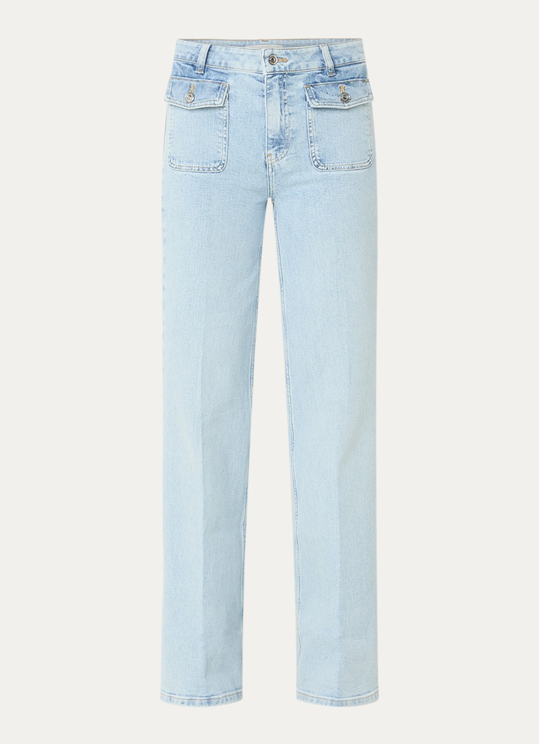 Fifth House Bella high waist straight leg jeans met lichte wassing - voorkant indigo