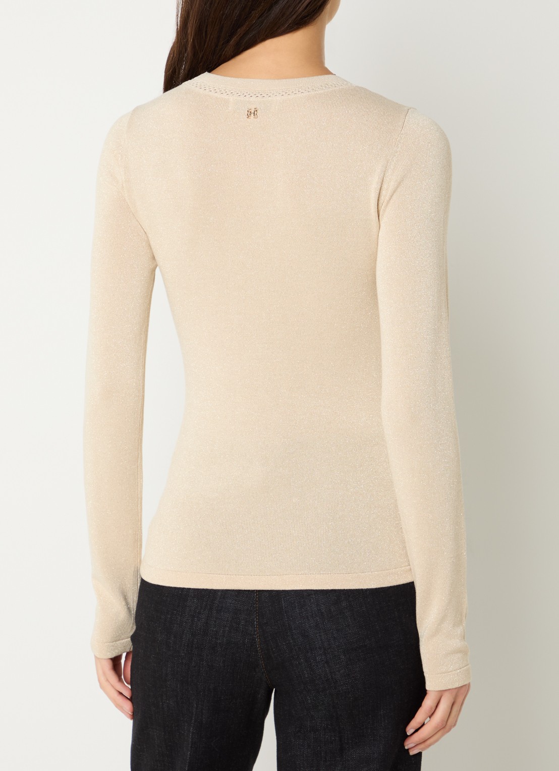 Fifth House Fijngebreide top met lurex - achterkant 3 creme