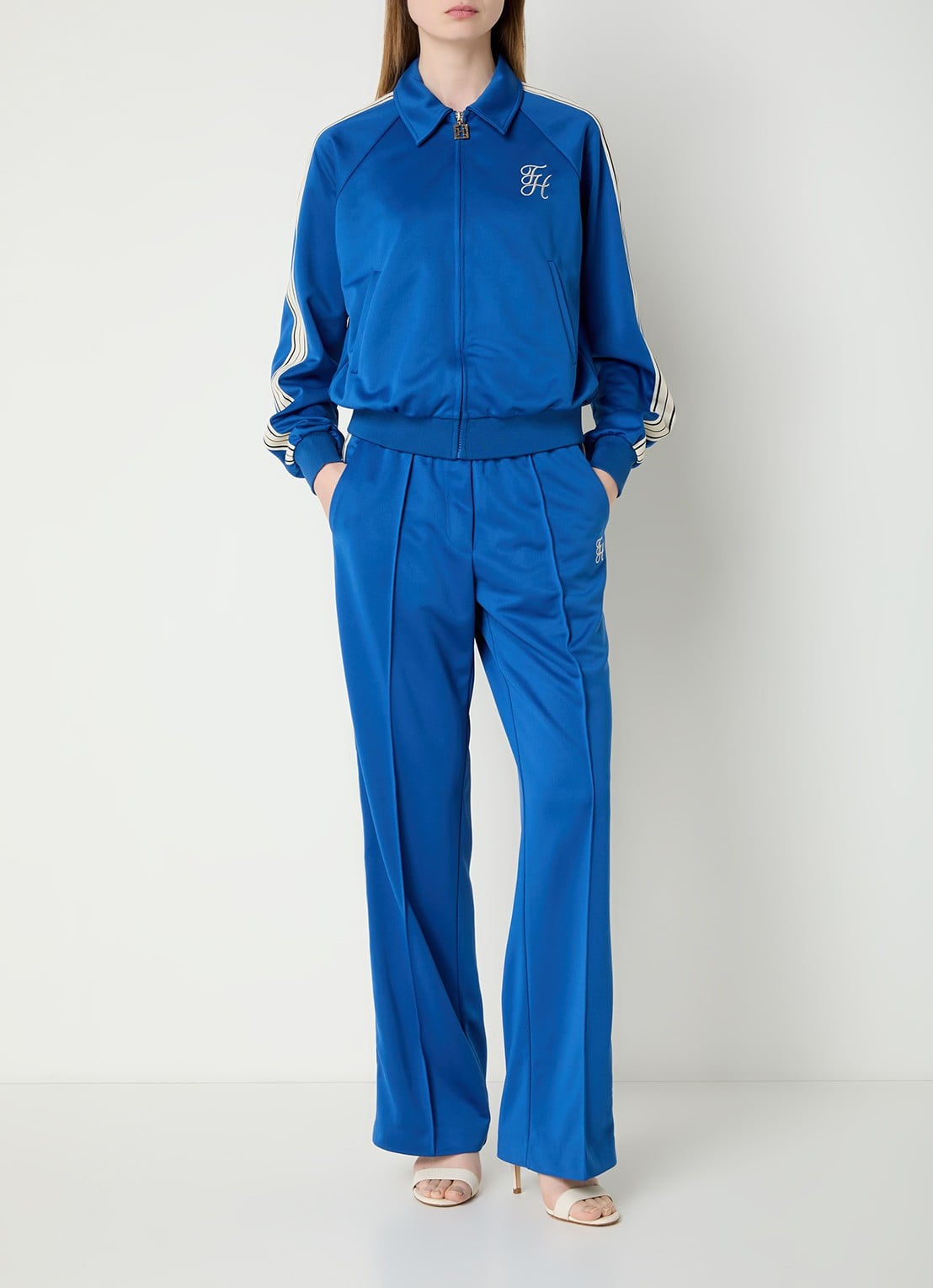 Fifth House Gino high waist straight fit trackpants met steekzakken - voorkant 2 royalblauw