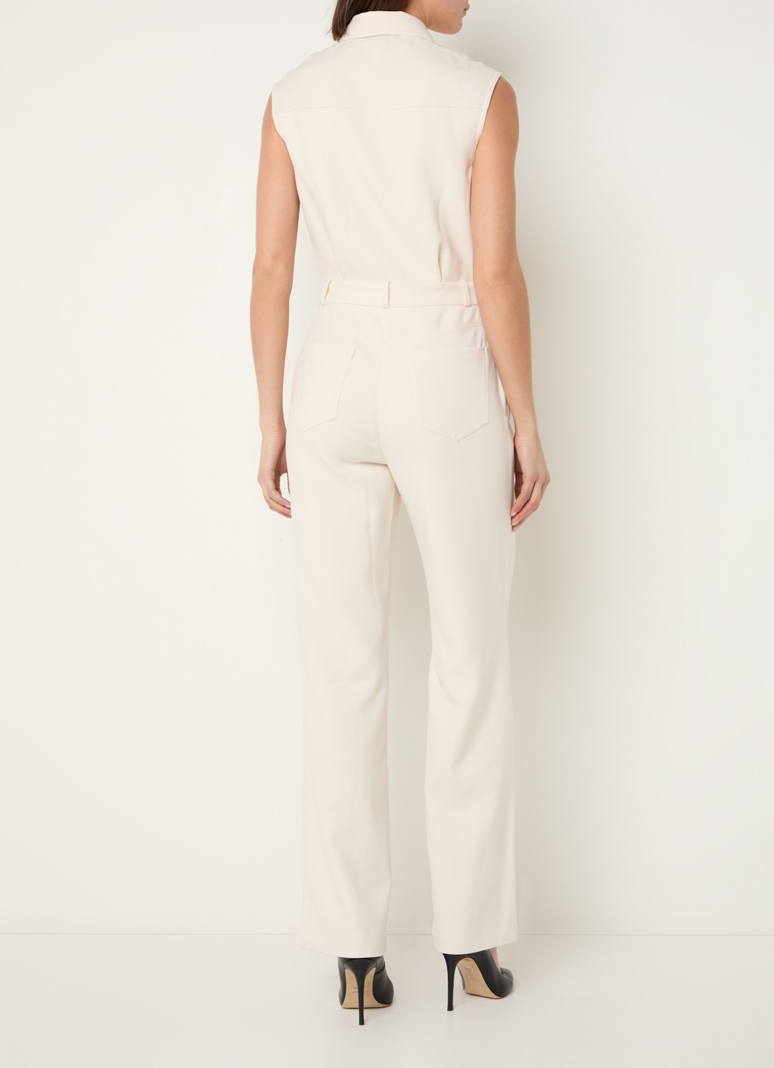 Fifth House Gwenn straight fit jumpsuit met steekzakken - achterkant 3 creme