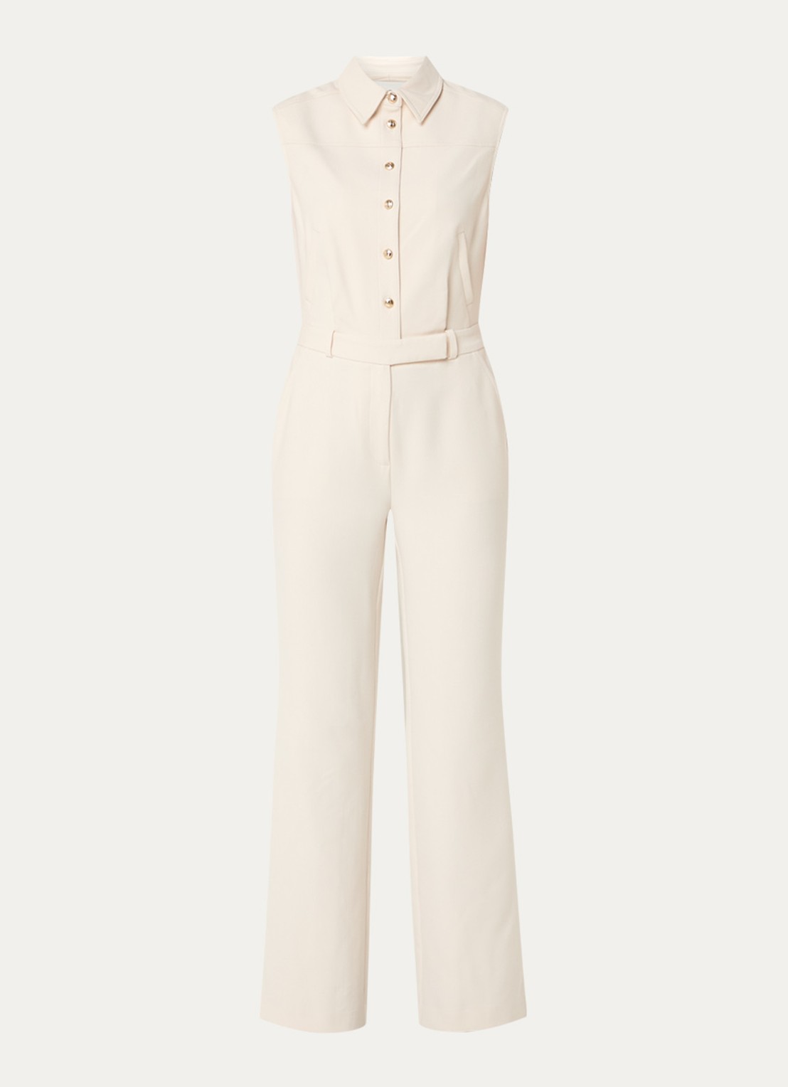Fifth House Gwenn straight fit jumpsuit met steekzakken - voorkant creme