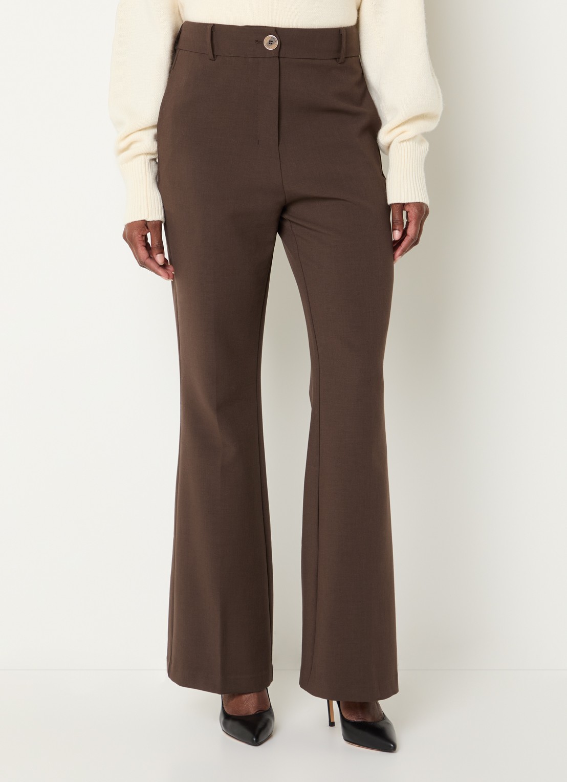 Fifth House High waist flared fit pantalon met steekzakken - detail 3 lichtgrijs