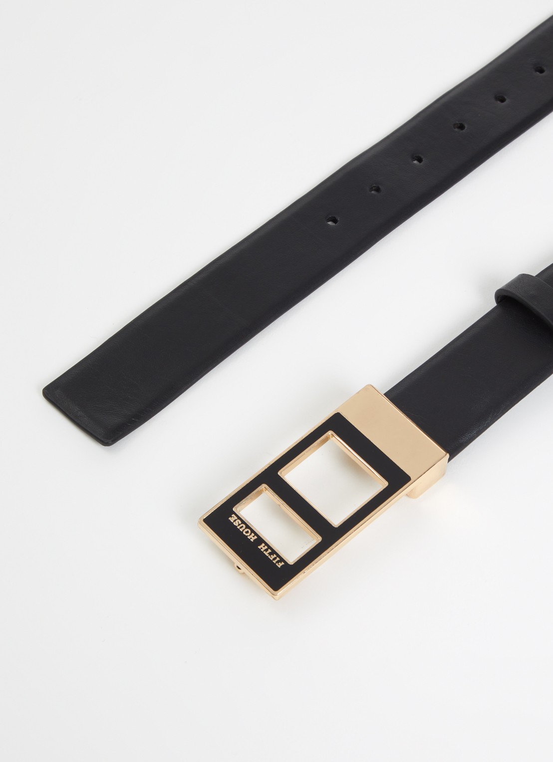 Fifth House  Jaylie riem van leer met logo - detail zwart