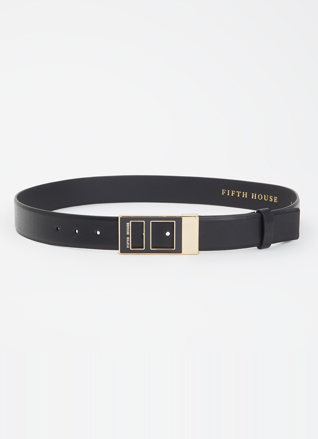Fifth House  Jaylie riem van leer met logo - voorkant 2 zwart
