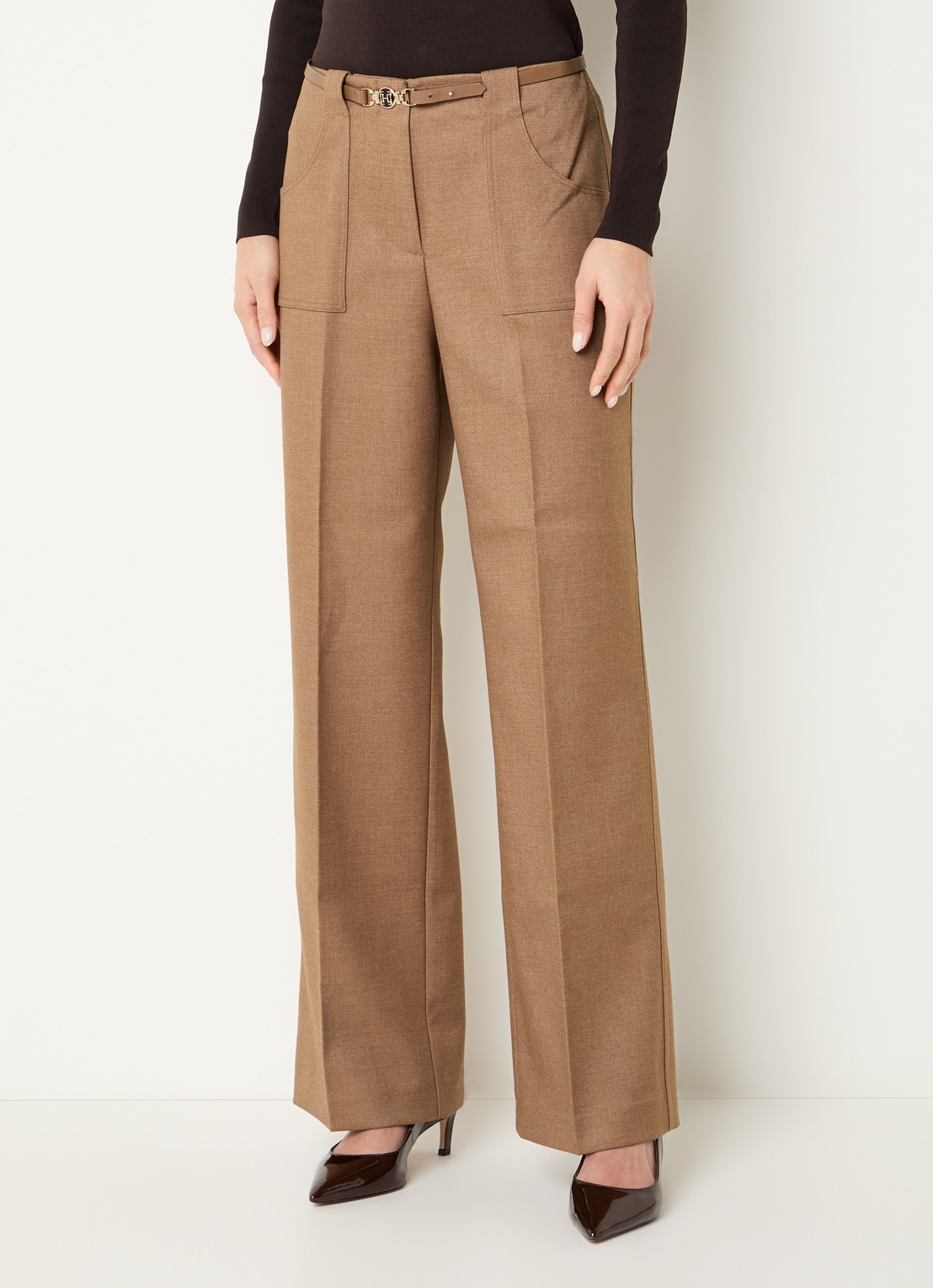 Fifth House Ladaa high waist loose fit pantalon met persplooi - detail 4 camel
