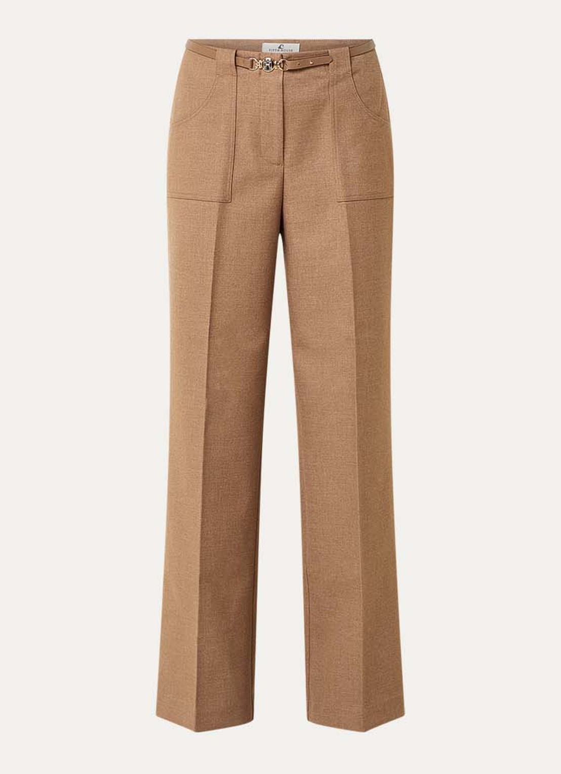 Fifth House Ladaa high waist loose fit pantalon met persplooi - voorkant camel