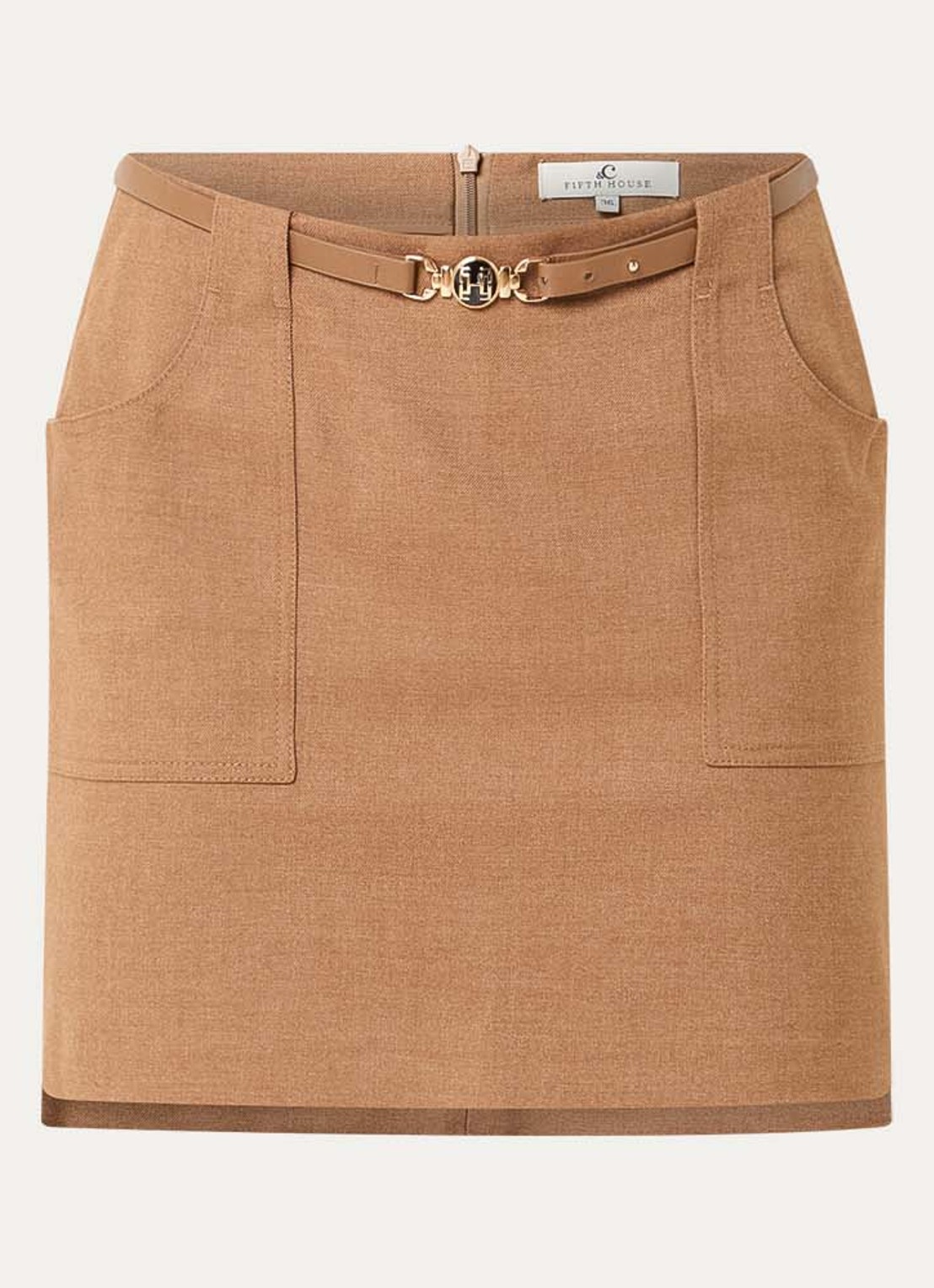Fifth House Ladaa mini rok met steekzakken - voorkant 3 camel