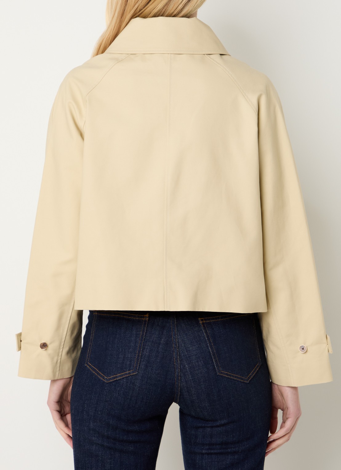 Fifth House Leala trenchcoat met steekzakken en asymmetrische hals - achterkant 4 beige