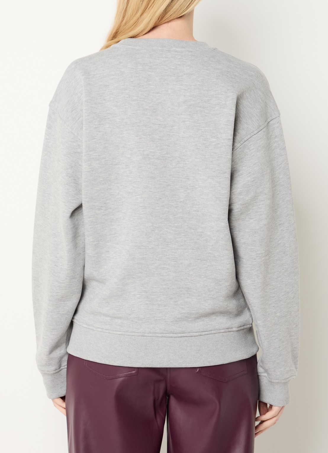 Fifth House Logan sweater met logoprint en gemêleerd dessin - achterkant 3 grijsmele