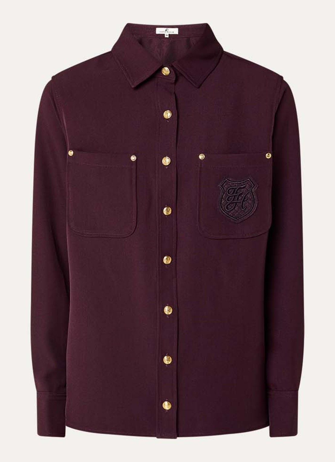 Fifth House Lonni blouse met borstzakken en logoborduring - voorkant 3 aubergine