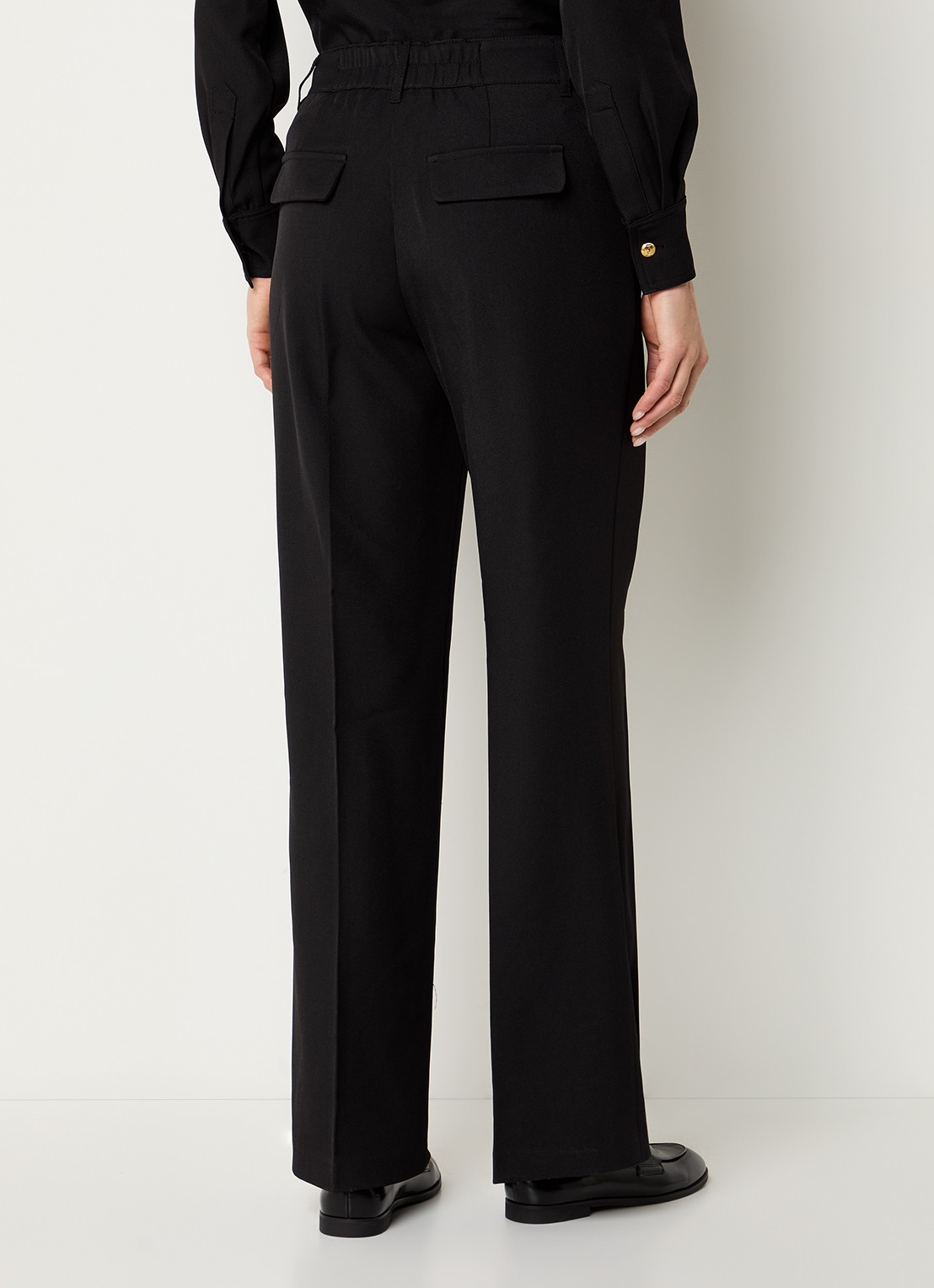 Fifth House Lonni high waist tapered fit pantalon met steekzakken - achterkant 2 zwart