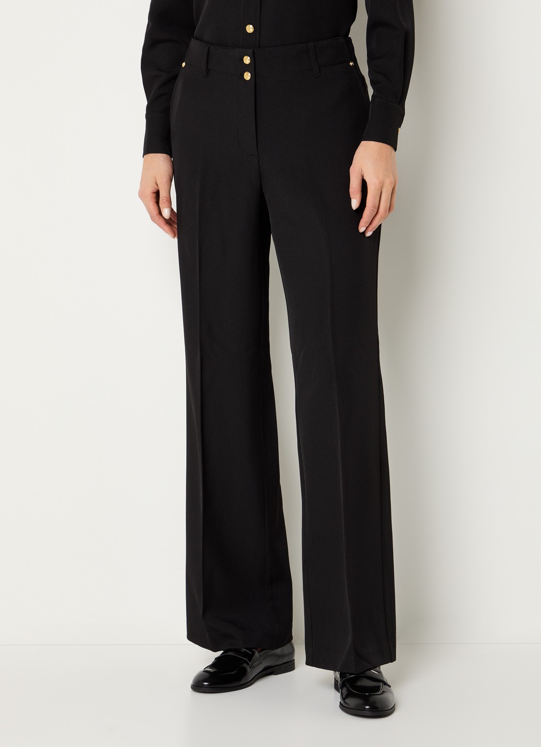Fifth House Lonni high waist tapered fit pantalon met steekzakken - detail zwart